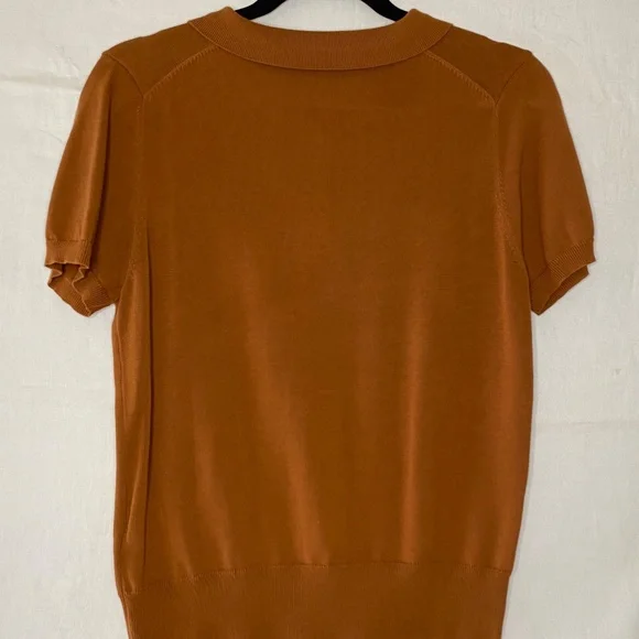 Zara Button Up Women's Polo Shirt Knit Size Medium Brown - Picture 3 of 8